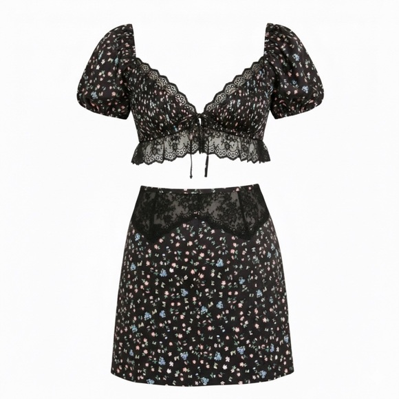 Love & Lemons x Victoria’s Secret Lucky Black Floral Set – XS – NWT - Picture 4 of 4